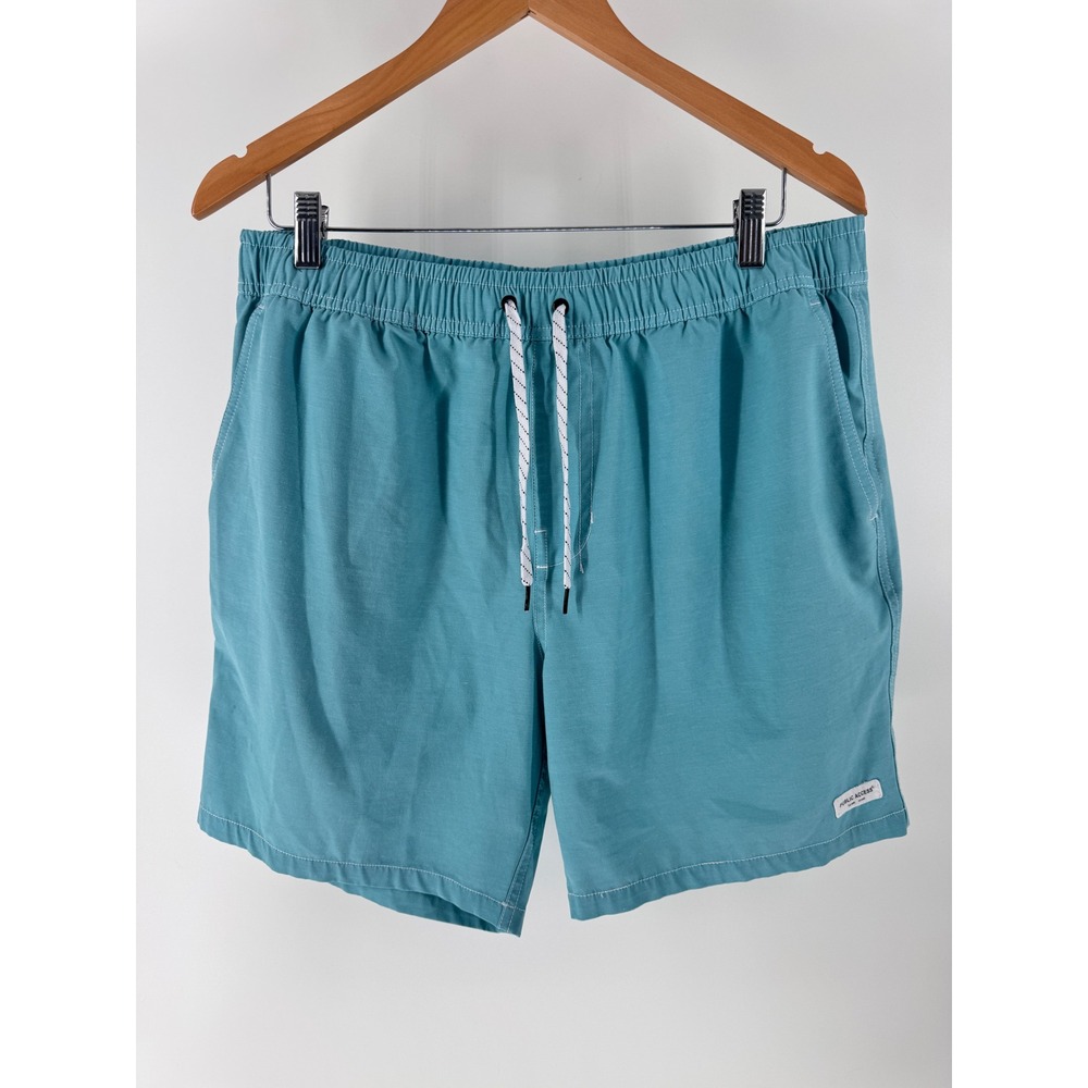 Public Access Swim Trunks Mens Large Teal Blue Good Coastal Surf Shorts